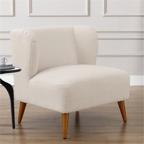 Comfort Pointe Vesper Milky White Textured Polyester Boucle Fabric Accent Chair